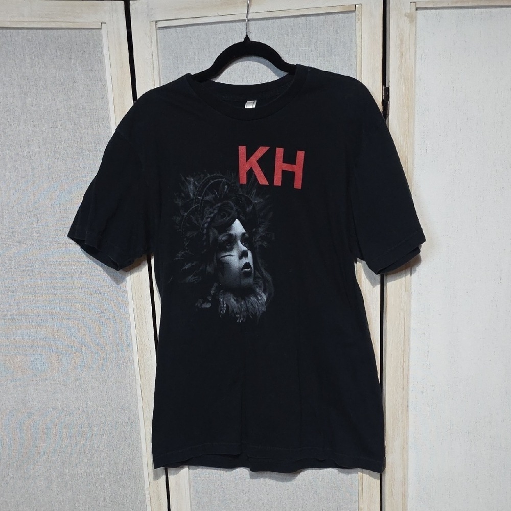 American Apparel KH Graphic T-Shirt Black Red Portrait Symbols Mens Large‎
